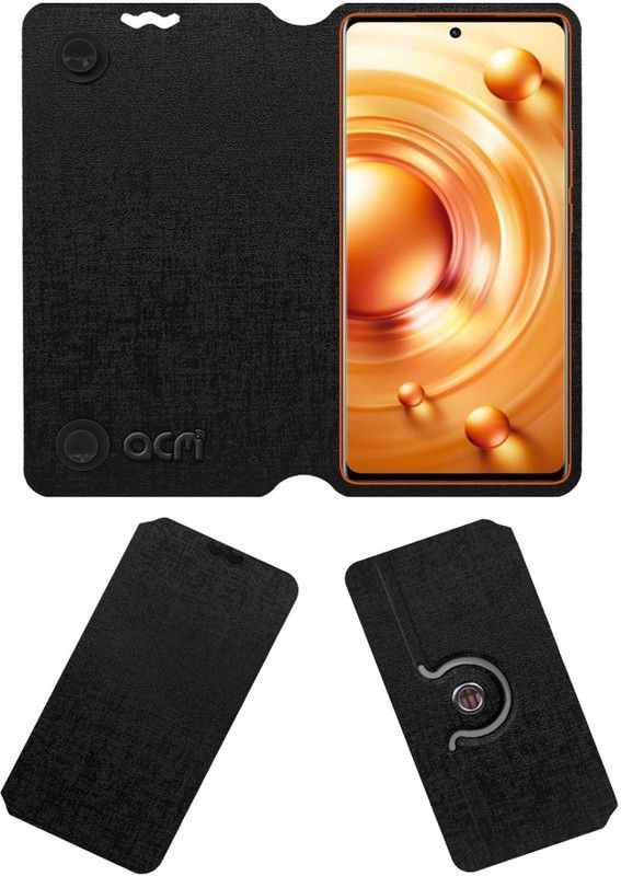 ACM Flip Cover for Vivo X80  (Black, Cases with Holder, Pack of: 1)