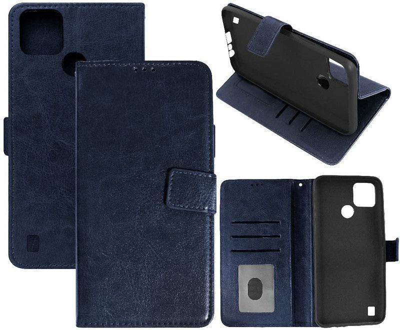 Flipkart SmartBuy Flip Cover for Realme C21Y Leather Flip Back Cover  (Blue, Pack of: 1)