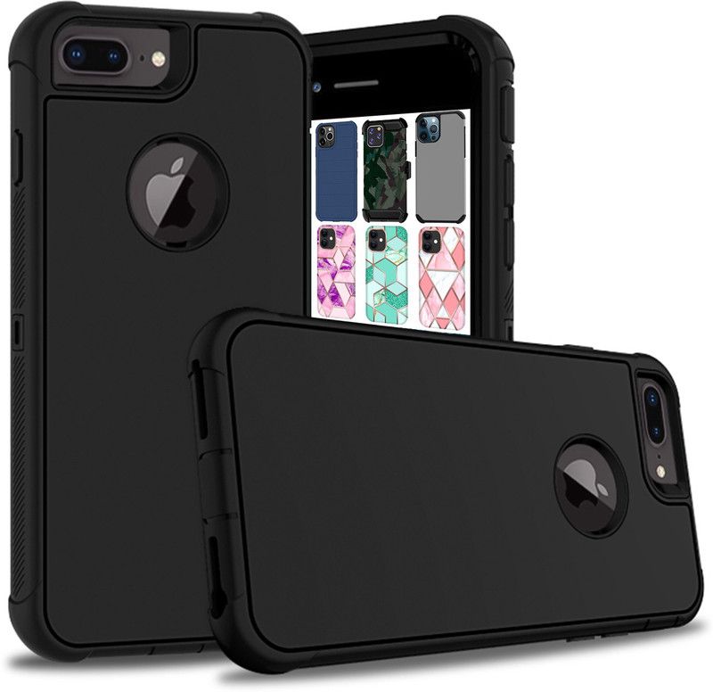 DuraSafe Cases Back Cover for iPhone 7 Plus / 8 Plus 5.5" [ A1661 A1784 A1785 A1786 A1864 A1897 A1898 A1899 ] -Without Holster  (Black, Rugged Armor, Silicon, Pack of: 1)