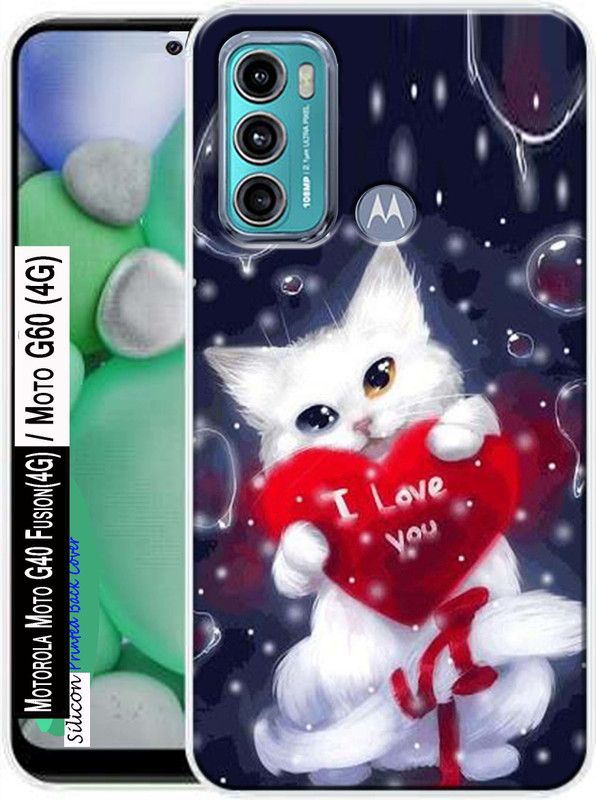HEXAcase Back Cover for Motorola G40 Fusion  (Blue, White, Dual Protection, Silicon, Pack of: 1)