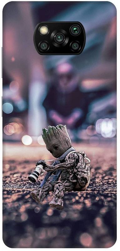 UMPRINT Back Cover for Poco X3/MZB9965IN Marvel I Am Groot Cartoon Printed Back Cover  (Multicolor, Hard Case, Pack of: 1)