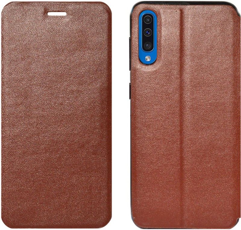 COVERBLACK Flip Cover for Samsung Galaxy A50s  (Brown, Grip Case, Pack of: 1)