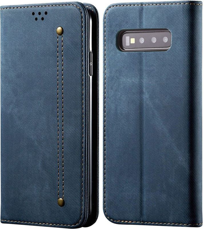Bepak Wallet Case Cover for Samsung Galaxy S10  (Blue, Magnetic Case, Pack of: 1)