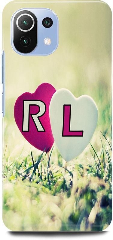 JUGGA Back Cover for Mi 11 Lite, R LOVES L NAME,R NAME, L LETTER, ALPHABET,R LOVE L NAME  (Green, Hard Case, Pack of: 1)