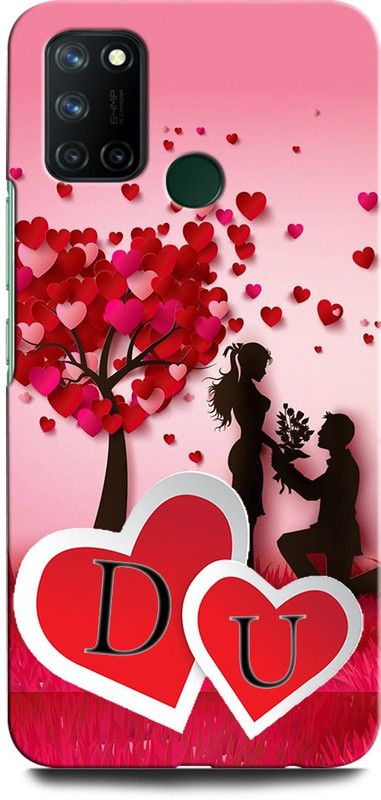 GRAFIQE Back Cover for Realme 7i DU, D LOVE U, U LOVE D, D LETTER, U LETTER, DU NAME  (Multicolor, Shock Proof, Pack of: 1)