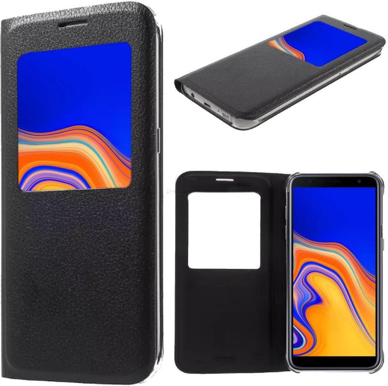 CASE CREATION Flip Cover for Samsung Galaxy J4 Plus  (Black, Dual Protection, Pack of: 1)