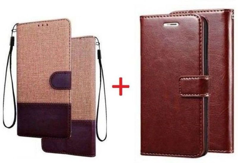 YuniKase Flip Cover for OPPO Reno8 5G  (Brown, Brown, Dual Protection, Pack of: 2)