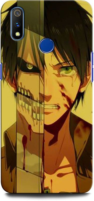 GRAFIQE Back Cover for Realme 3 ATTACK ON TITAN, ANIME, CARTOON, ANIME BOY  (Multicolor, Shock Proof, Pack of: 1)