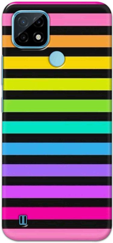 NDCOM Back Cover for Realme C21 Hyper Rainbow Stripes Printed  (Multicolor, Hard Case, Pack of: 1)