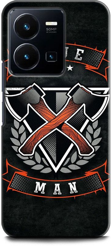 WallCraft Back Cover for Vivo Y35, V2205 EMBLEM, TRUE MAN, BLACK, DARK, ABSTRACT, TEXTURE  (Multicolor, Dual Protection, Pack of: 1)
