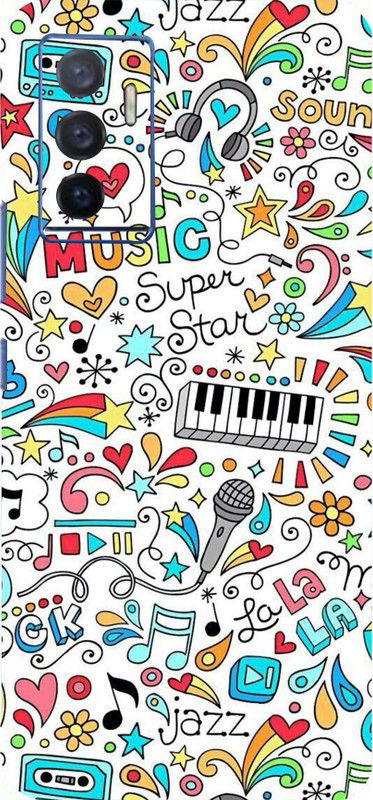 Mclaxa Music Graffiti Back Skin Gaurd For VIVO V 23 E, Music Graffiti, VIVO V 23 E Mobile Skin  (Music Graffiti With Super Matte Finish)