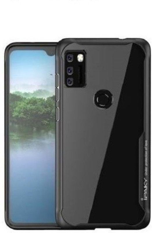 NIKICOVER Back Cover for Realme C15  (Black, Transparent, Pack of: 1)