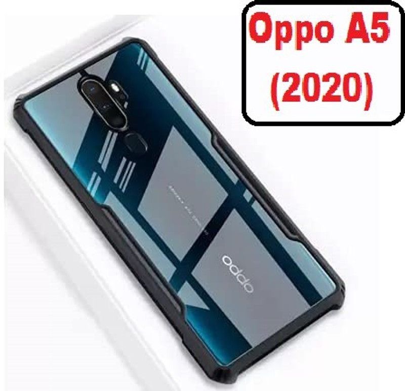 xykos Back Cover for Oppo A5 2020  (Black, Transparent, Grip Case)