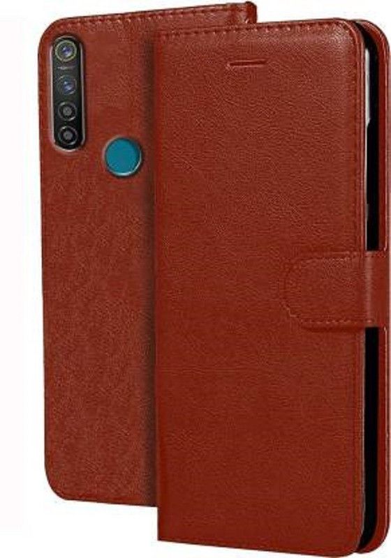 Urban Tech Flip Cover for Realme 5 ProFlip Case | Magnetic Closure | Shock Proof Wallet Flip Cover  (Brown, Magnetic Case, Pack of: 1)