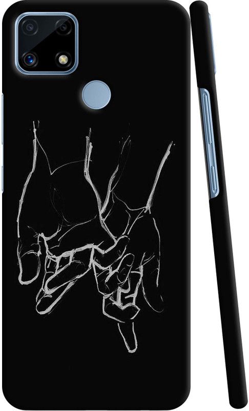 PEPART Back Cover for REALME C25S  (Black, White, Pack of: 1)