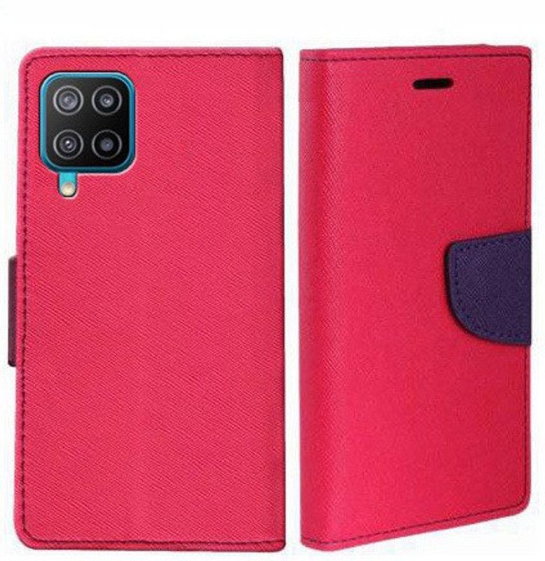 Mehsoos Flip Cover for Samsung Galaxy A12, Samsung Galaxy M12, Samsung Galaxy F12  (Pink, Dual Protection, Pack of: 1)
