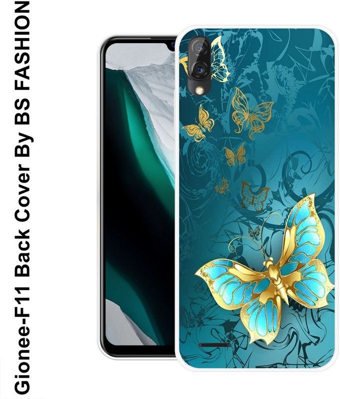 BSRAJ Back Cover for Gionee F11  (Blue, Gold, Silicon)