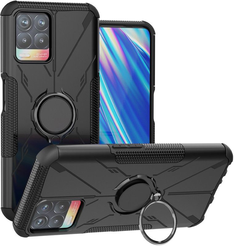 SPAZY CASE Back Cover for Realme 8i  (Black, Rugged Armor, Pack of: 1)