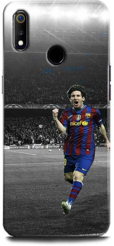 Afterglow Back Cover for Realme 3 Pro LIONE MESSI, FOOTBALL, MESSI 10, BARCELONA, JERSEY, SPORTS  (Multicolor, Shock Proof, Pack of: 1)