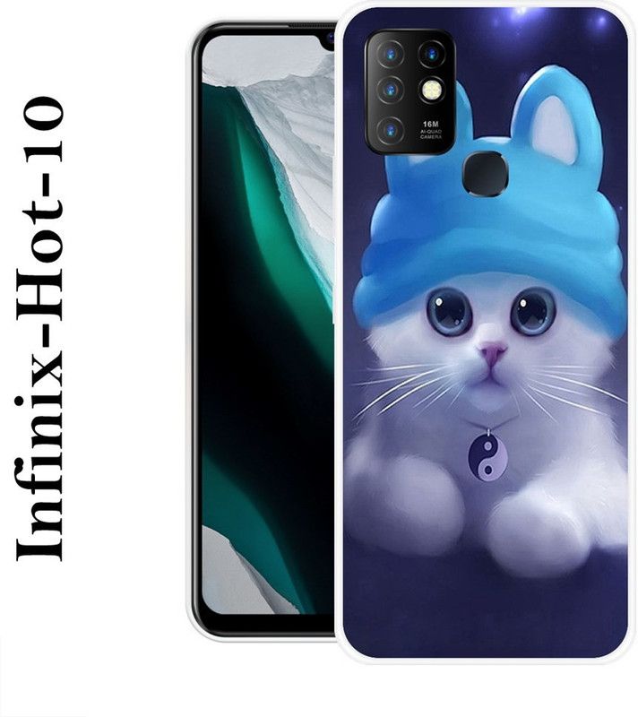 REDFLY Back Cover for Infinix Hot 10  (Blue, White, Silicon)