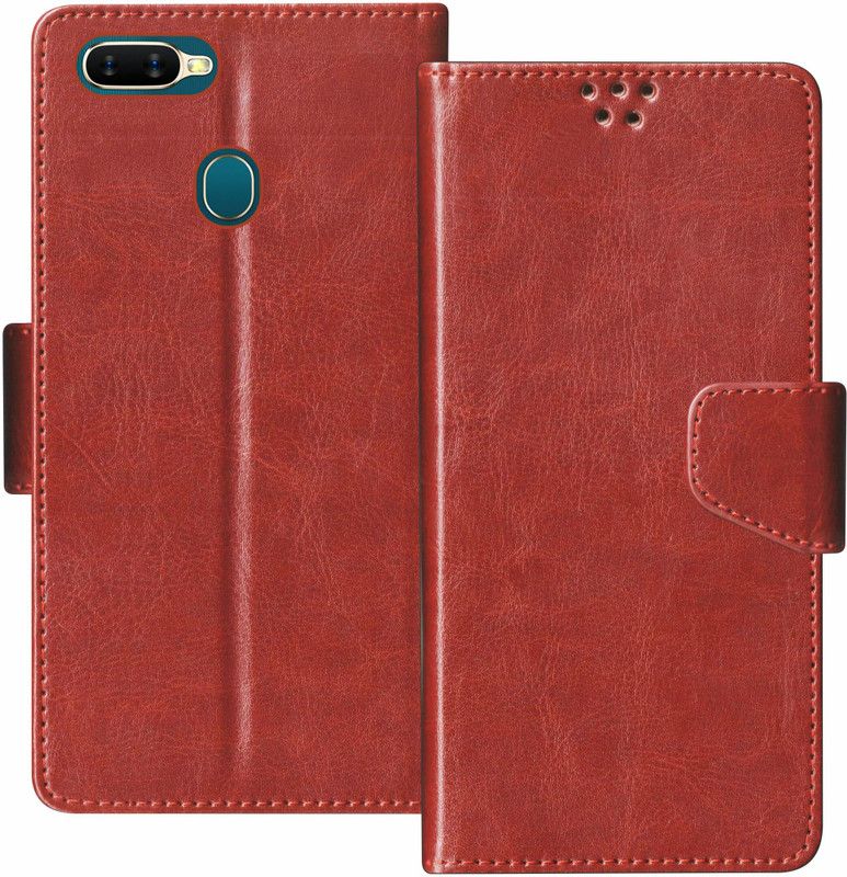 SBMS Flip Cover for Realme 2, Oppo A5 (2018), Realme 2 Pro  (Brown, Shock Proof, Pack of: 1)