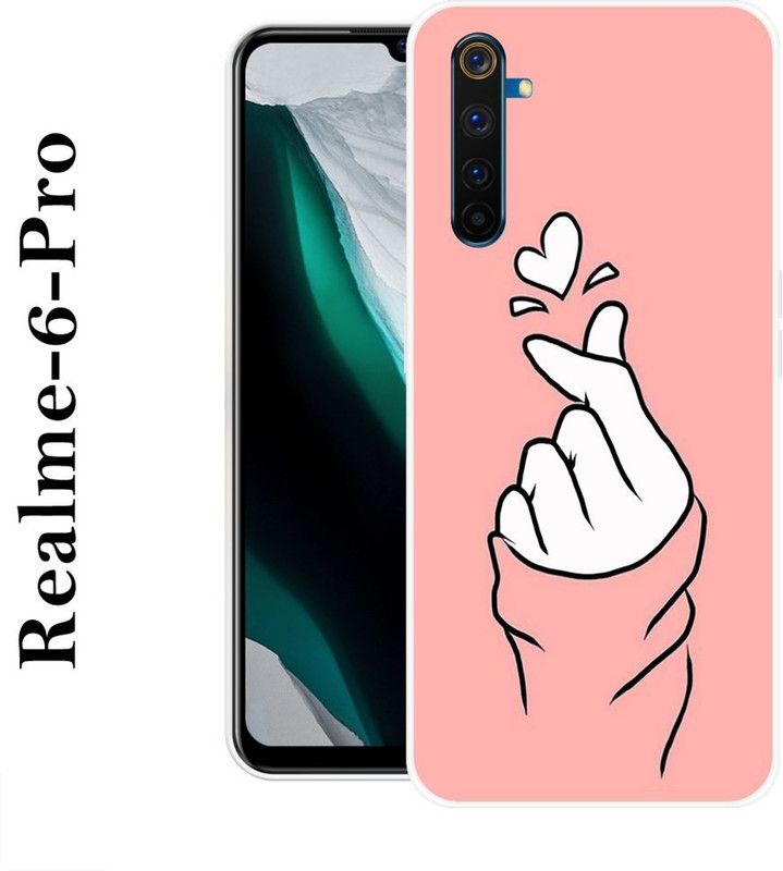 SIMAWAT Back Cover for Realme 6 Pro  (Pink, White, Grip Case, Silicon)