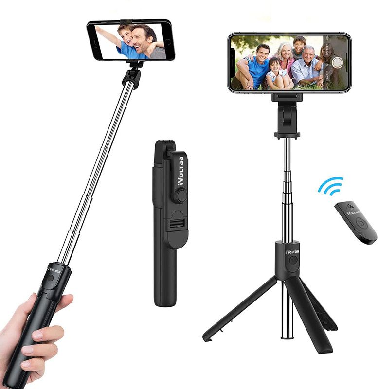 iVoltaa Bluetooth Selfie Stick  (Black, Remote Included)