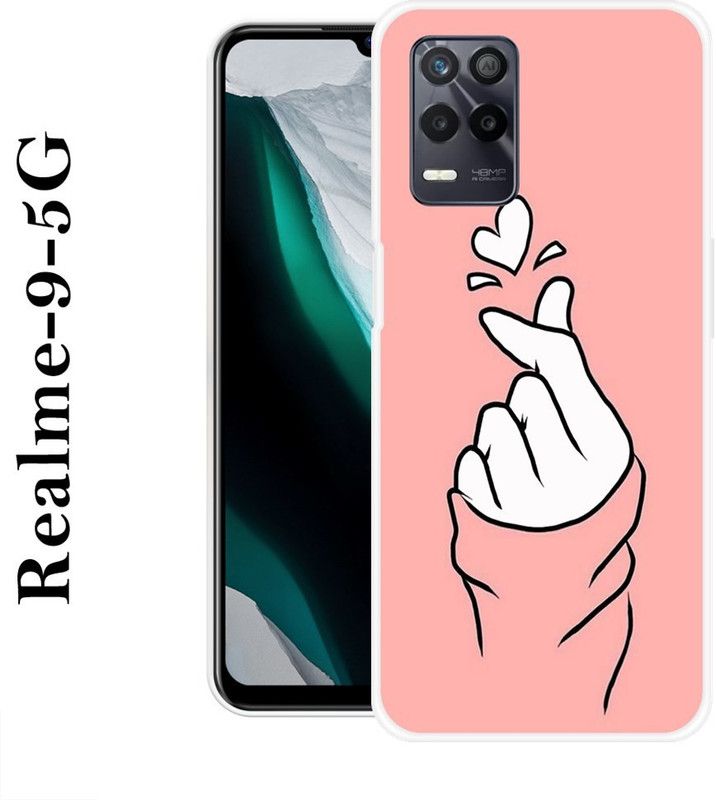 SIMAWAT Back Cover for Realme 9 5G  (Pink, White, Silicon)