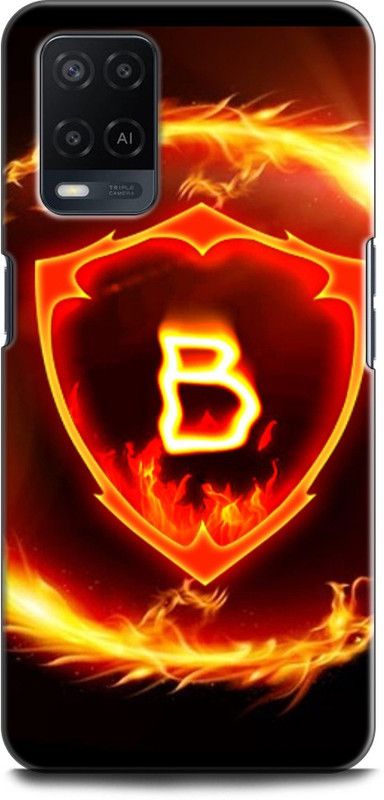 INDICRAFT Back Cover for OPPO A54, CPH2239 B, B LETTER, FIRE, B NAME, B ALPHABET  (Multicolor, Dual Protection, Pack of: 1)