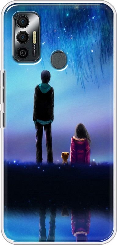 Coolcase Back Cover for Tecno Spark 7  (Blue, Black, Flexible, Silicon)