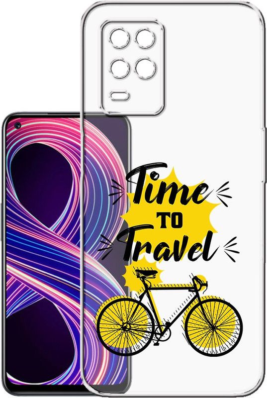 HANIRY Back Cover for Realme 8 / RMX3085 mobile cover | TIME TO TRAVEL TEXT | Design | PNG_85  (Multicolor, Flexible, Silicon, Pack of: 1)