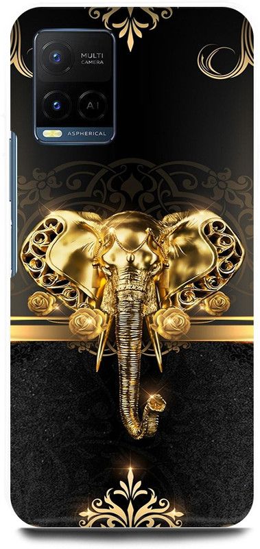 play fast Back Cover for Vivo Y33s, V2109 GOLDEN, BLACK, GANESH, JI, ELEPHANT, ART  (Gold, Hard Case, Pack of: 1)