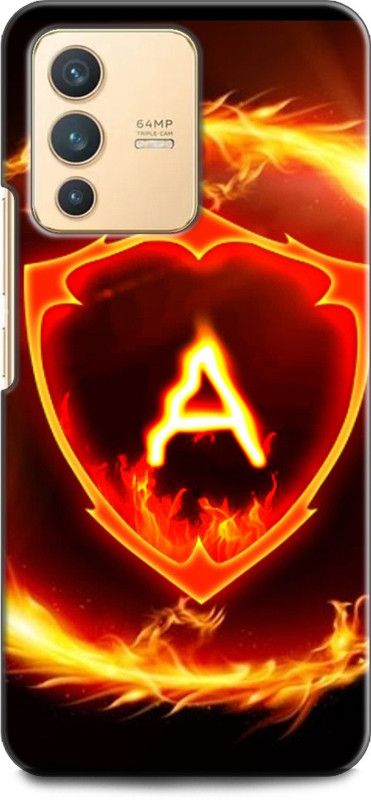 INDICRAFT Back Cover for Vivo V23 5G, V2130 A, A LETTER, FIRE, A NAME, A ALPHABET  (Multicolor, Shock Proof, Pack of: 1)
