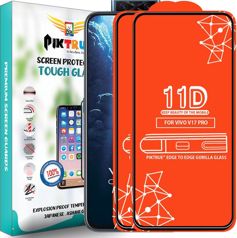 PikTrue Edge To Edge Tempered Glass for Vivo V17 Pro  (Pack of 2)