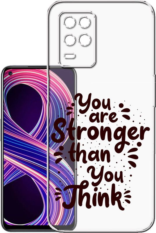 HANIRY Back Cover for Realme 8 / RMX3085 mobile cover | YOU STRONGER THEN YOU THINK TEXT | Design | PNG_83  (Multicolor, Flexible, Silicon, Pack of: 1)