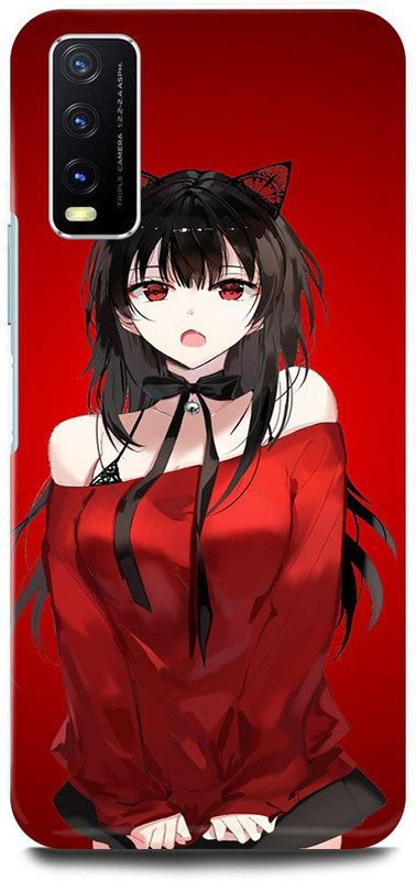 play fast Back Cover for Vivo Y12G, V2068 GIRL, CUTE, RED, GIRL, LOVELY, GIRL, ANIME, LOVE  (Red, Hard Case, Pack of: 1)
