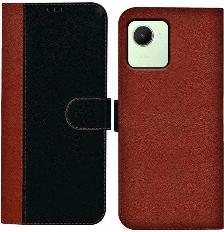 Amoha Flip Cover for realme narzo 50i Prime  (Black, Brown, Magnetic Case, Pack of: 1)