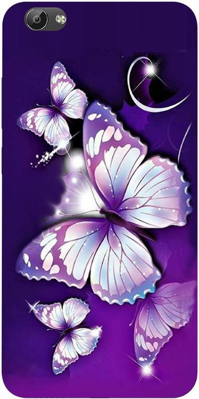 Golden Mask Back Cover for Vivo Y69 Purple Butterfly  (Multicolor, Waterproof, Silicon, Pack of: 1)