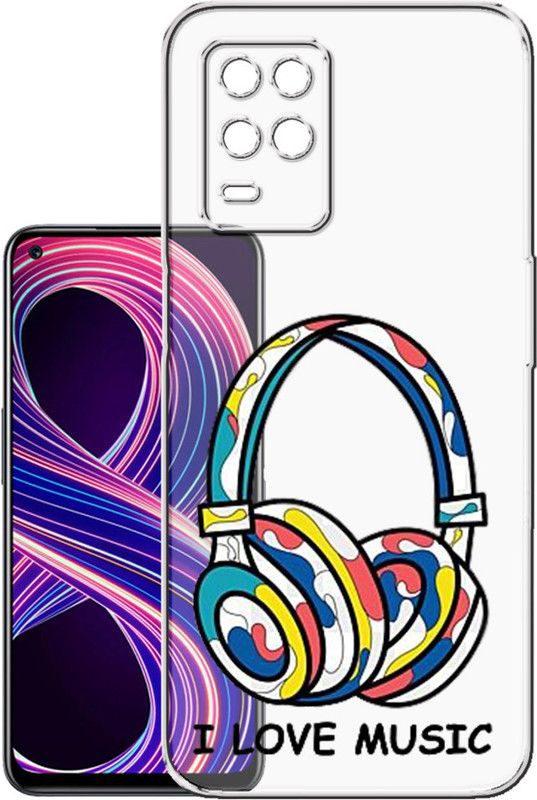 HANIRY Back Cover for Realme 8 Pro / RMX3081 mobile cover | I LOVE MUSIC WITH HEADPHONE | Design | PNG_40  (Multicolor, Flexible, Silicon, Pack of: 1)