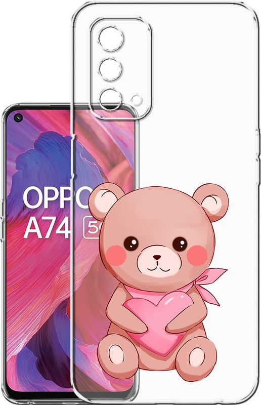 HANIRY Back Cover for Oppo A74 5G / CPH2263 mobile cover | TEDDY BEAR | Design | PNG_22  (Multicolor, Flexible, Silicon, Pack of: 1)