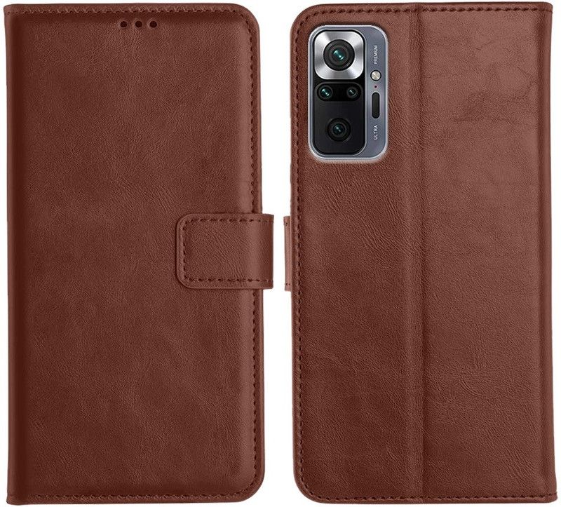 Orosky Flip Cover for Xiaomi Redmi Note 10 Pro  (Brown, Dual Protection)