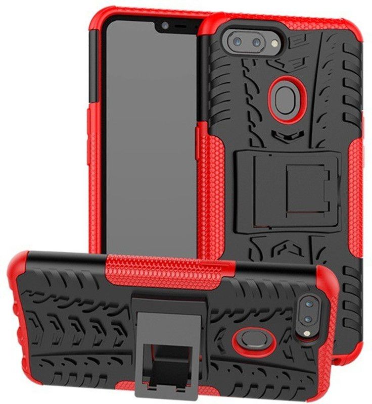 MOBIRUSH Back Cover for Realme 2  (Red, Rugged Armor)