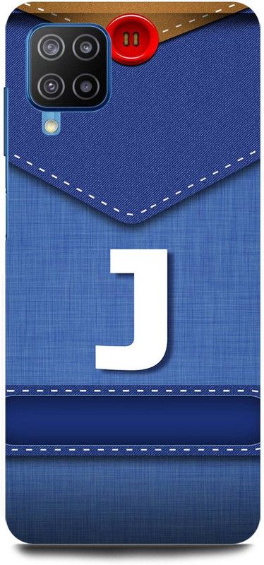 FUGGA Back Cover for SAMSUNG Galaxy M12, J, LETTER, ALPHABET, BLUE, JEANS, PATTERN, J, NAME  (Multicolor, Hard Case, Pack of: 1)