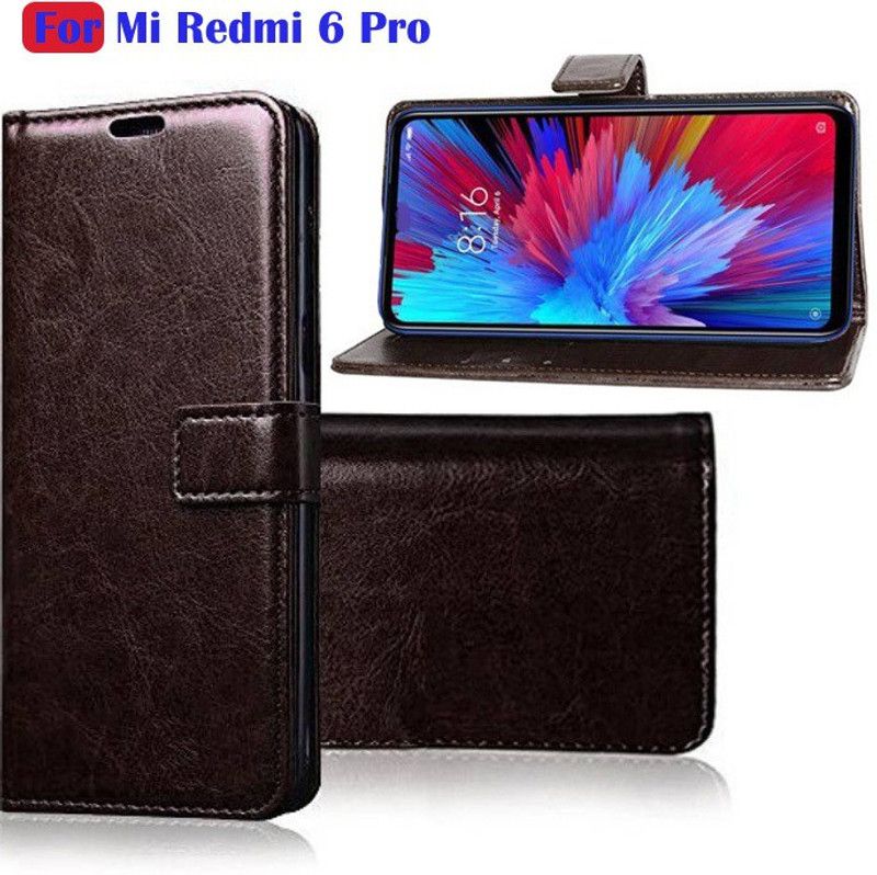 FARMAISH Flip Cover for Mi Redmi 6 pro  (Brown, Shock Proof, Pack of: 1)