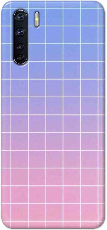 NDCOM Back Cover for OPPO F15 Blue Pink Grid Printed  (Multicolor, Hard Case, Pack of: 1)