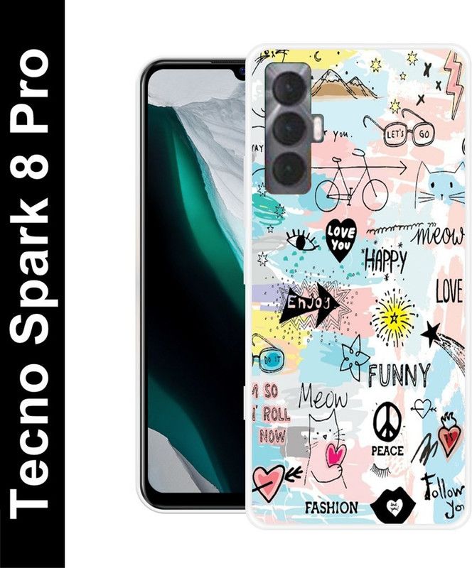Aabra Back Cover for Tecno Spark 8 Pro  (Multicolor, Flexible, Silicon, Pack of: 1)