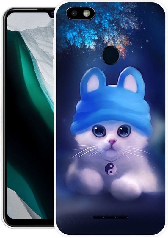 REALKING Back Cover for Lava Z91  (Blue, White, Grip Case, Silicon)