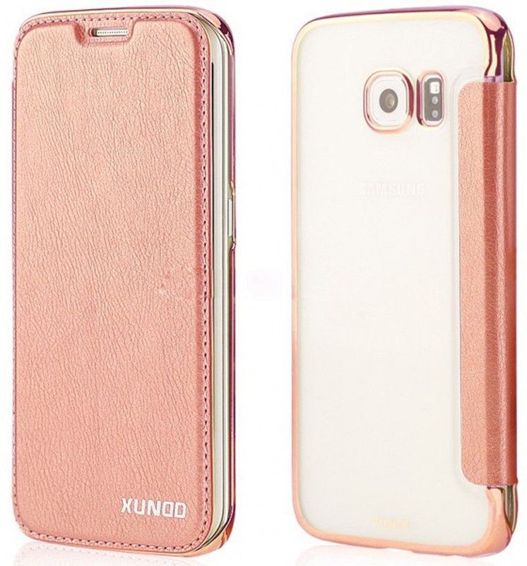 XUNDD Flip Cover for Samsung Galaxy S7 Edge  (Gold, Pack of: 1)