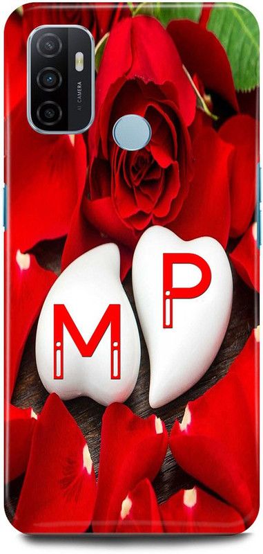 JUGGA Back Cover for Oppo A53, CPH2127, M LOVES P NAME,M NAME, P LETTER, ALPHABET,M LOVE P NAME  (Red, Hard Case, Pack of: 1)