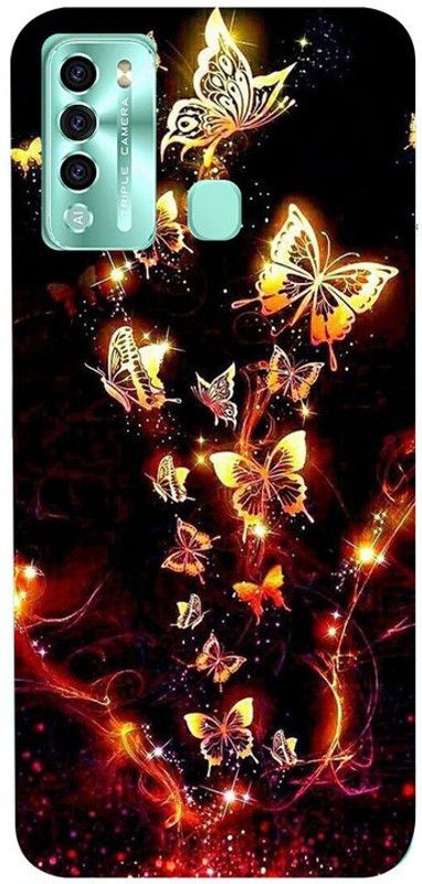 Golden Mask Back Cover for Itel Vision 2 Black Background With Golded Butterfly  (Multicolor, Waterproof, Silicon, Pack of: 1)